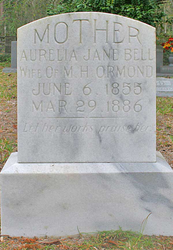 Aurelia Jane Bell Ormond Gravestone Photo