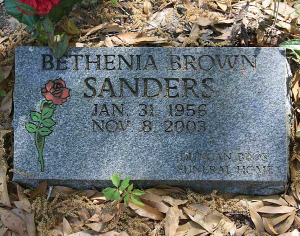 Bethenia Brown Sanders Gravestone Photo