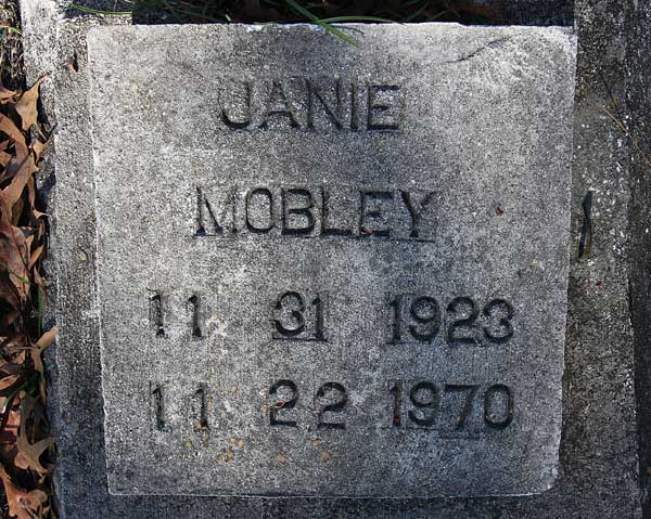 Janie Mobley Gravestone Photo