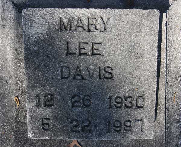 Mary Lee Davis Gravestone Photo
