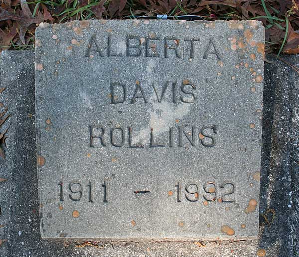 Alberta Davis Rollins Gravestone Photo
