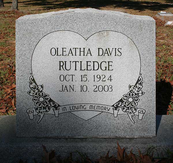 Oleatha Davis Rutledge Gravestone Photo
