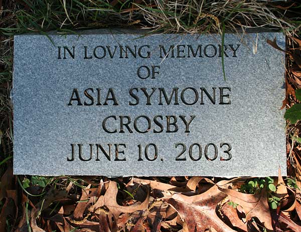 Asia Symone Crosby Gravestone Photo
