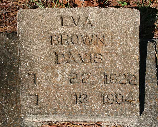 Eva Brown Davis Gravestone Photo