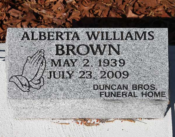 Alberta Williams Brown Gravestone Photo