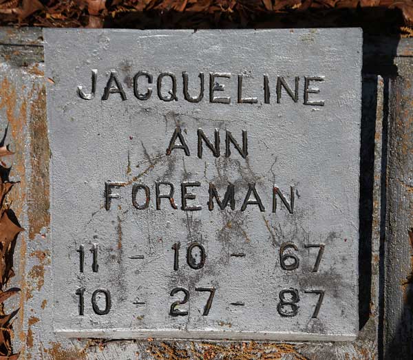 Jacqueline Ann Foreman Gravestone Photo