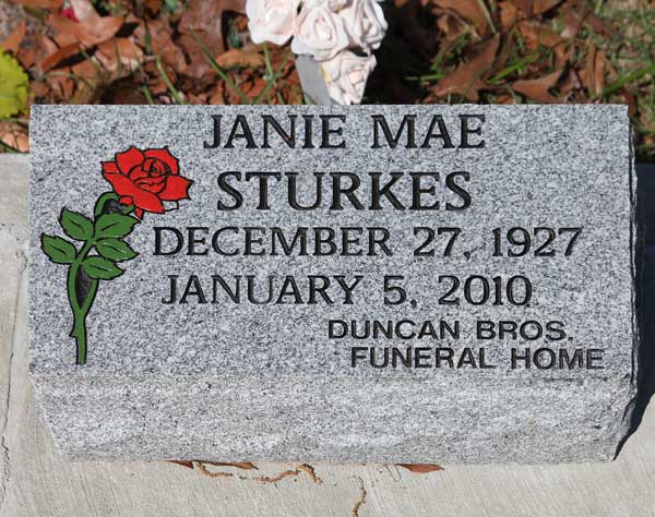 Janie Mae Sturkes Gravestone Photo