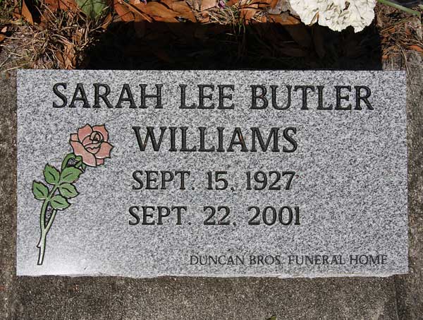 Sarah Lee Butler Williams Gravestone Photo