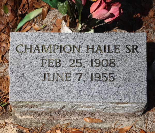 Champion Haile Gravestone Photo