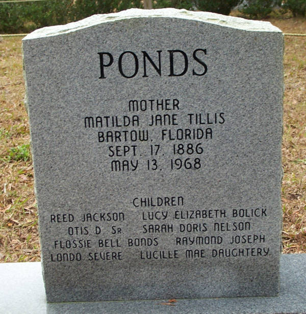 Matilda Jane Tillis Ponds Gravestone Photo
