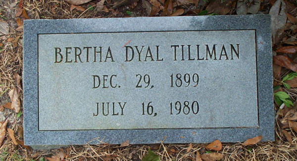 Bertha Dyal Tillman Gravestone Photo