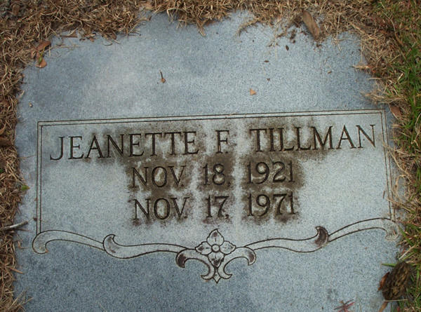 Jeanette F. Tillman Gravestone Photo