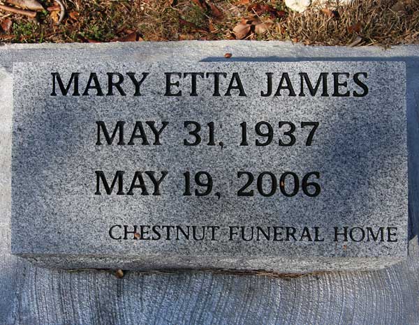 Mary Etta James Gravestone Photo