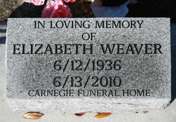 Elizabeth Weaver Gravestone Photo