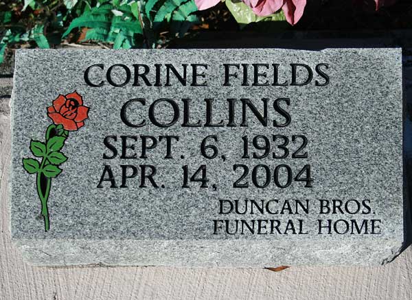 Corine Fields Collins Gravestone Photo