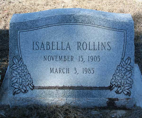Isabella Rollins Gravestone Photo