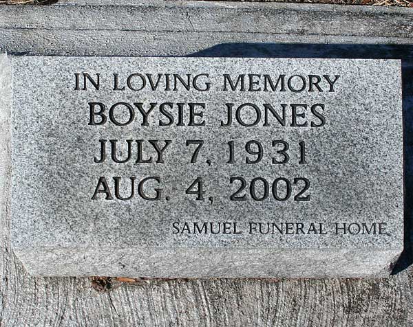 Boysie Jones Gravestone Photo