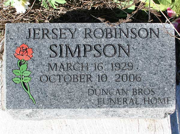 Jersey Robinson Simpson Gravestone Photo
