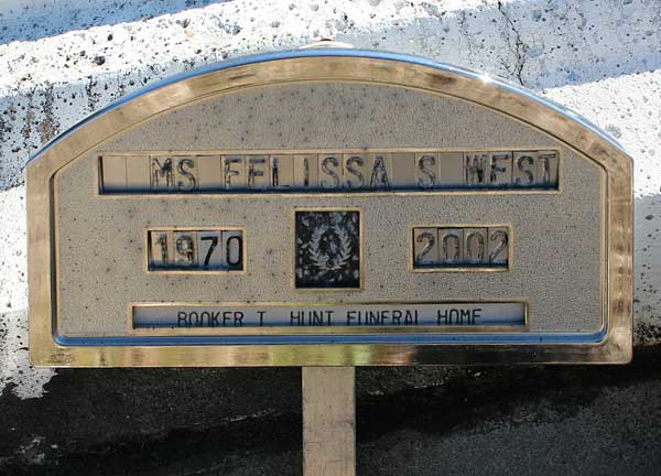 Felissa S. West Gravestone Photo