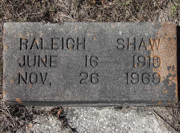 Raleigh Shaw Gravestone Photo