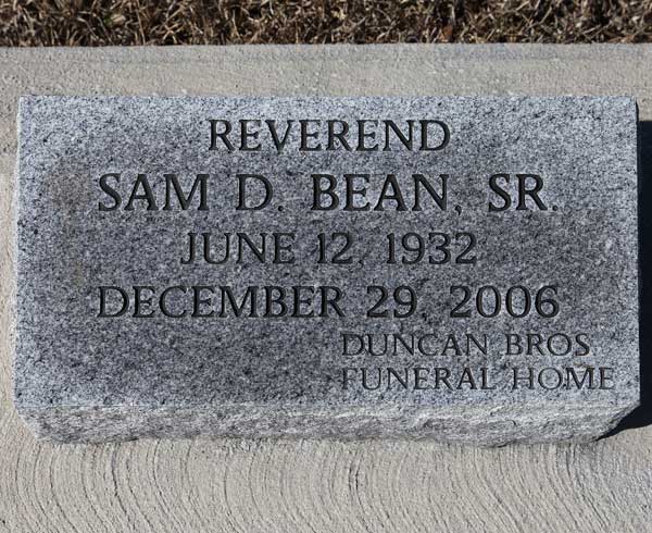 Sam D. Bean Gravestone Photo