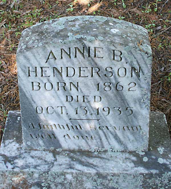 ANNIE B. HENDERSON Gravestone Photo