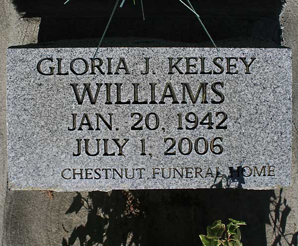 Gloria J. Kelsey Williams Gravestone Photo