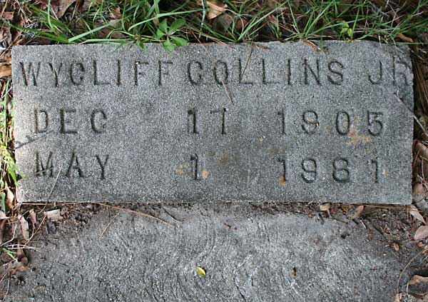 Wycliff Collins Gravestone Photo
