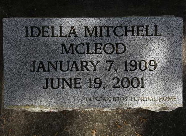 Idella Mitchell McLeod Gravestone Photo