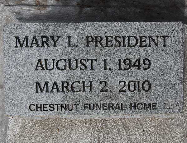 Mary L. President Gravestone Photo