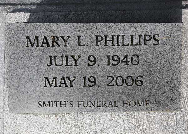 Mary L. Phillips Gravestone Photo