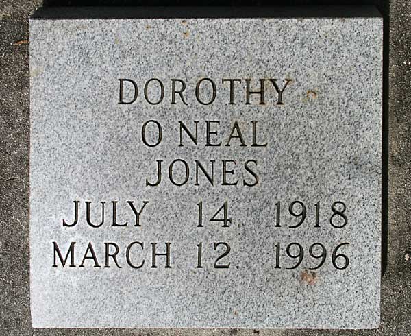 Dorothy O'Neal Jones Gravestone Photo