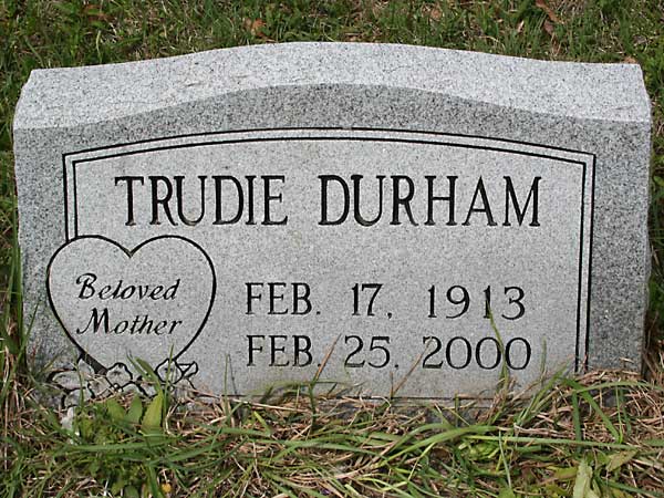 Trudie Durham Gravestone Photo