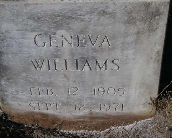 Geneva Williams Gravestone Photo