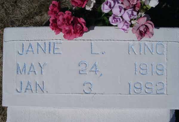 Janie L. King Gravestone Photo