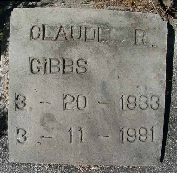 Claude R. Gibbs Gravestone Photo